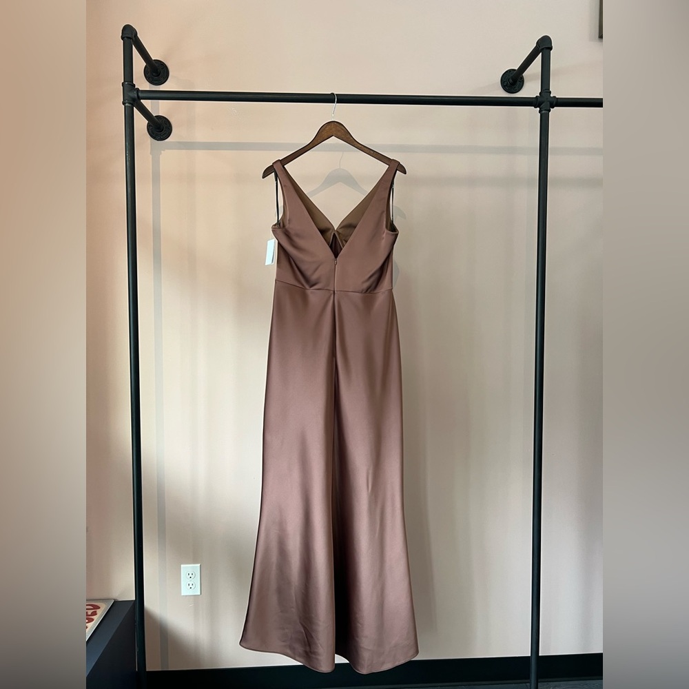 Dessy Collection TH141 SLEEVELESS V-NECK STRETCH SATIN BIAS SLIP MAXI DRESS - Picture 5 of 10